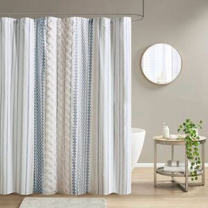 Ink+Ivy -  Imani Cotton Print Elegant Soft Shower Cur Navy Blue/White